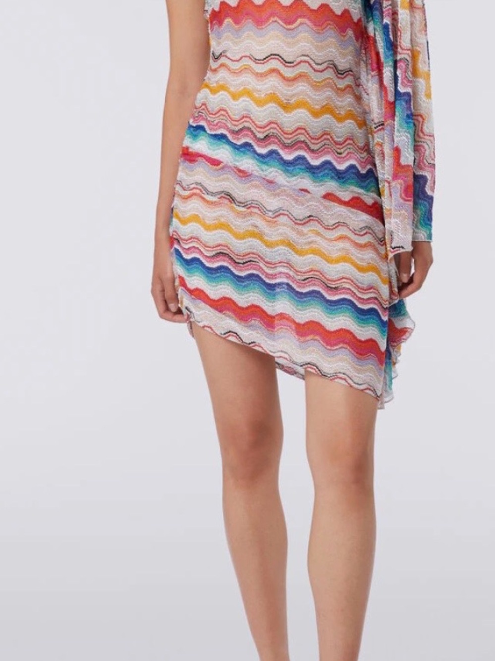 Missoni Multicolor Zigzag Asymmetrical One-Shoulder coverup - Picture 4 of 7
